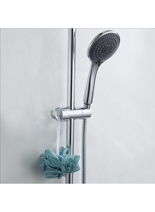 Adjustable Chrome Plated Shower Head Holder with 2 Hooks for 16-27mm Slide Rod - Image 3