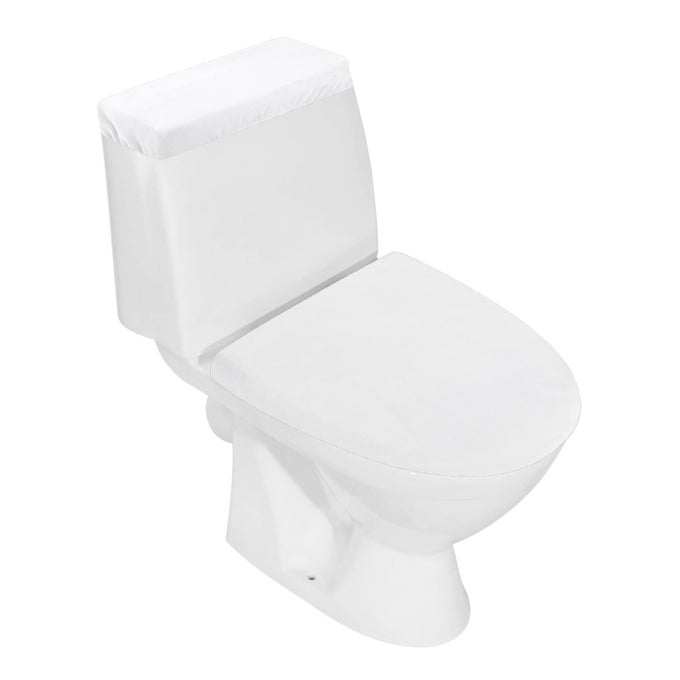 STRETCH VELVET TOILET LID COVER AND TOILET TANK LID COVER BATHROOM SUPER SOFT TOILET LID COVER SET LUXURY VELVET PLUSH WITH ELASTIC BOTTOM MACHINE WASH WHITE