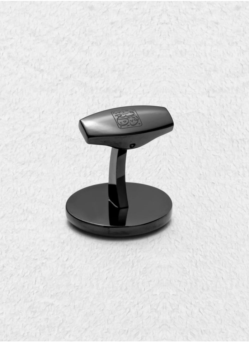 Tawqiy - Luxurious Men's Cufflink with the Logo of Saudi Arabia, the Two Swords and the Palm in silver color and Black Background - Image 1