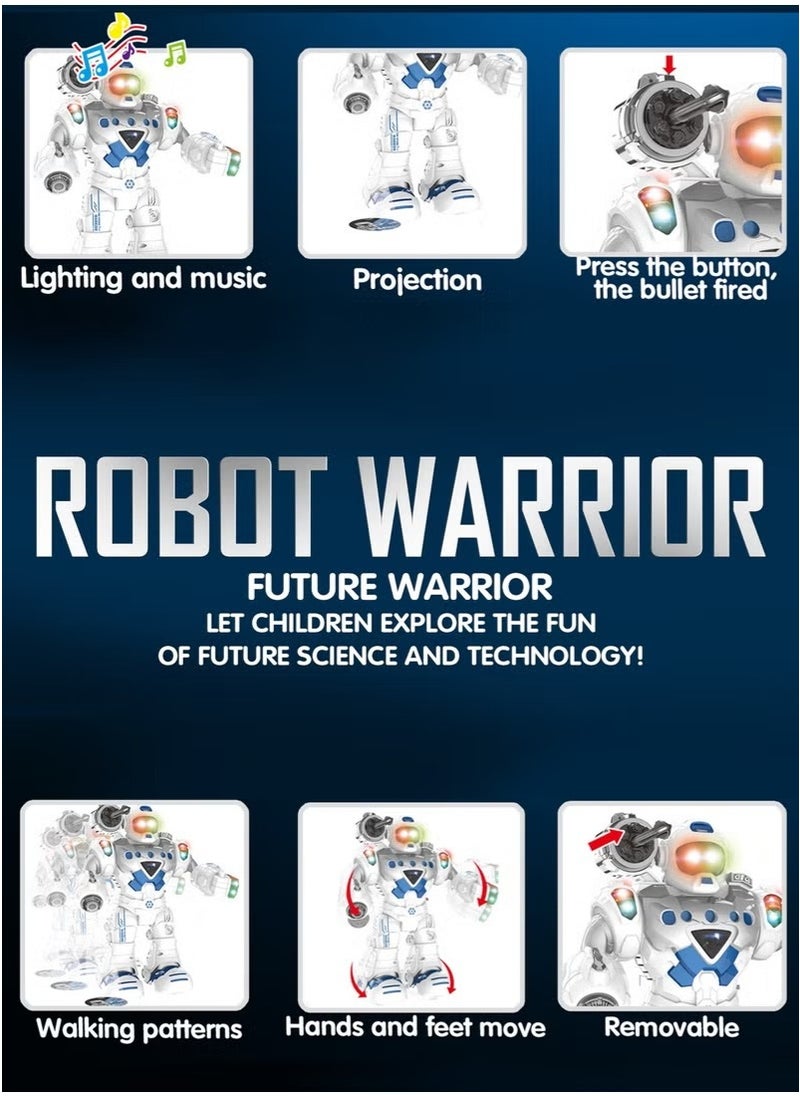 Toy Box Hero President Robot Warrior Toy – Interactive Light & Sound Walking Robot with Shooting & Projection  - Image 2
