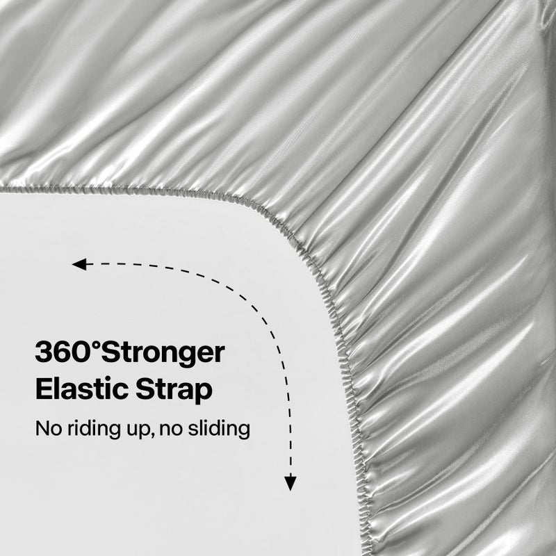 BEDELITE King Size Sheets Set, Luxury Soft Grey Satin Sheets for Hair and Skin, Similar to Silk Bed Sheets Set 4 Pieces with 1 Deep Pocket Fitted Sheet, 1 Flat Sheet, and 2 Pillowcases - Image 4