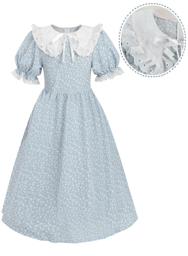 NSPSTT Colonial Costume Girls Pioneer Costume Prairie Dress Short Sleeve 3pcs Set - Image 3