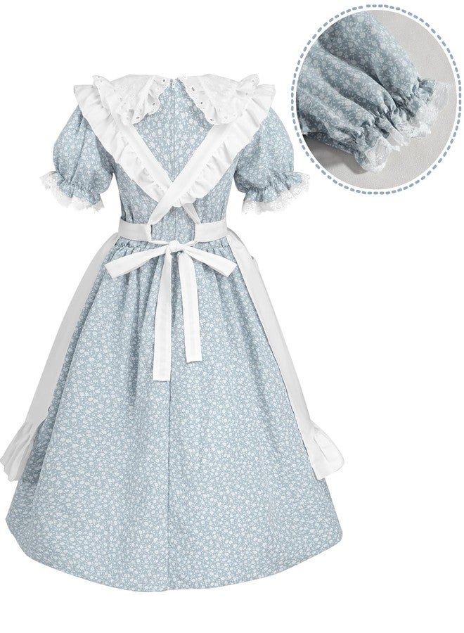 NSPSTT Colonial Costume Girls Pioneer Costume Prairie Dress Short Sleeve 3pcs Set - Image 4