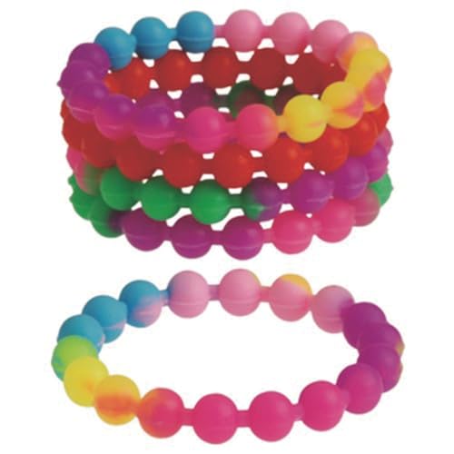 U.S. Toy Dozen Assorted Rainbow Stretchy Silicone Bead Bracelets - Image 4