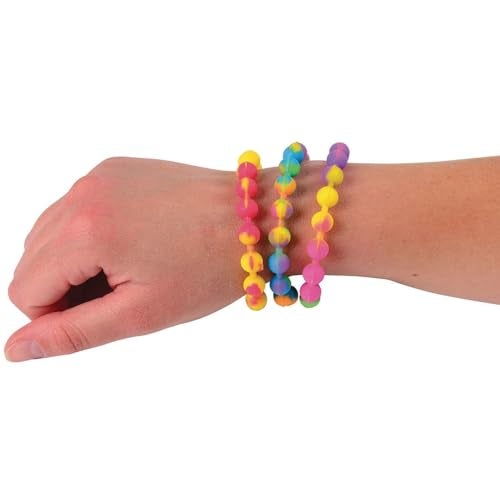 U.S. Toy Dozen Assorted Rainbow Stretchy Silicone Bead Bracelets - Image 2