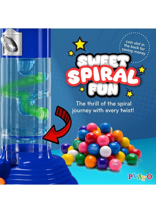 PlayO 10.5" Gumball Machine for Kids, Spiral Style Candy Dispenser for Gifts, Parties or Events - Bubblegum Machine w/Gumb Balls Included  - Image 1