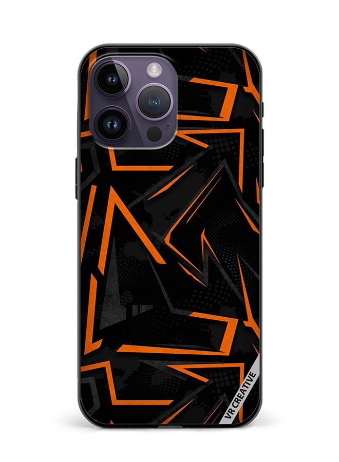 VR CREATIVE Protective Case Cover For Apple iPhone 16 Pro Black & Orange Pattern Design Multicolour - Image 1