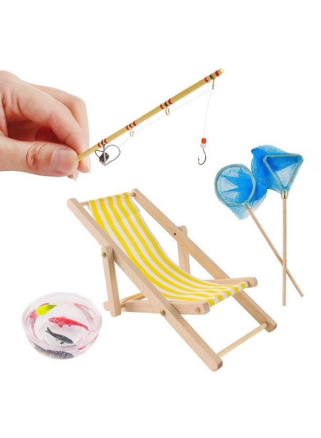 Bbiamsleep 5 Pieces Miniature Fishing Rod Life Scene Decoration Fishing Cake Decoration Fish Cake Topper Fish Bowl Gone Fishing Net Miniature Fishing Accessories - Image 1