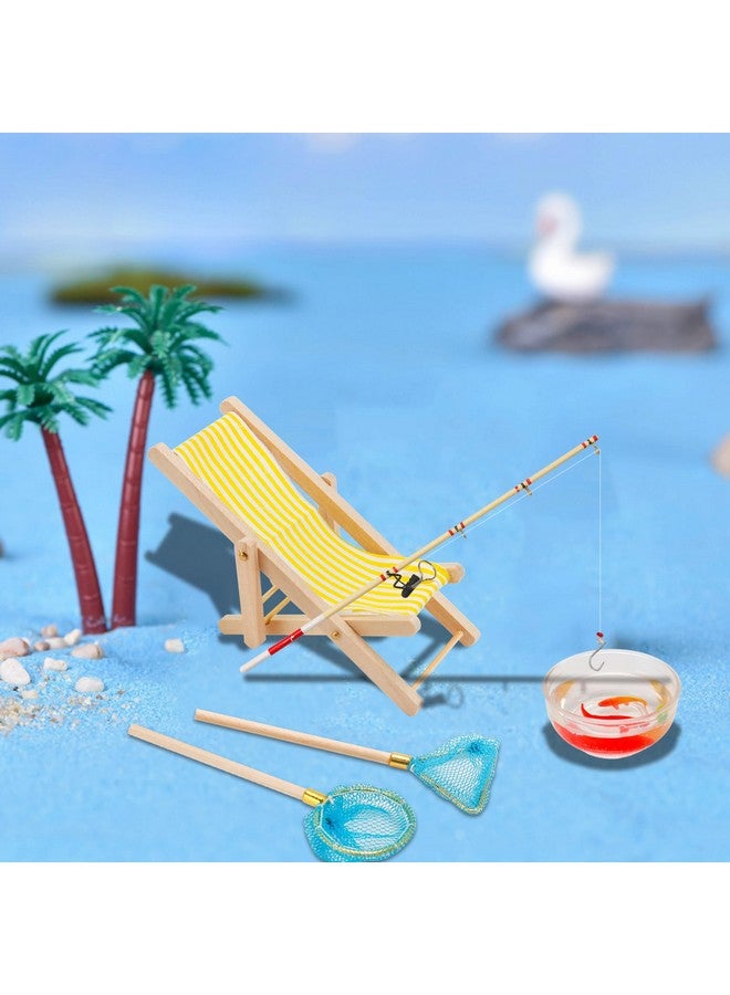 Bbiamsleep 5 Pieces Miniature Fishing Rod Life Scene Decoration Fishing Cake Decoration Fish Cake Topper Fish Bowl Gone Fishing Net Miniature Fishing Accessories - Image 4