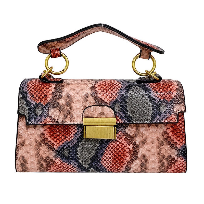 Small Square Bag Women'S 2023 New Women'S Bag Women'S Commuter Shoulder Bag Contrast Color Snake Pattern Chain Underarm Crossbody Bag - Image 1