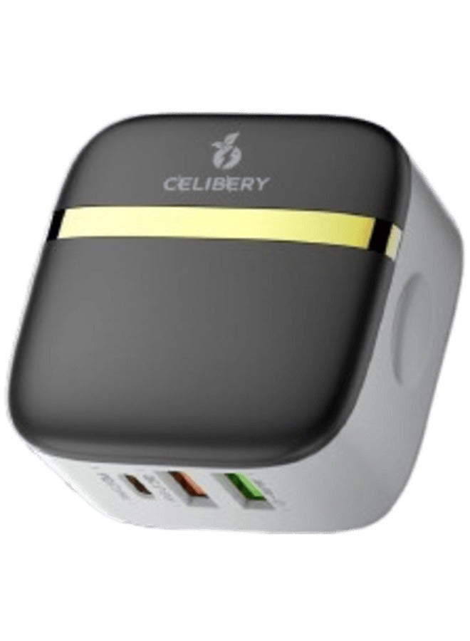 CELIBERY PD32W USB C Charger Block, PD3.0/QC 3.0 Type Adapter, 3 Ports CEELIBERY Wall Charger Compact Type C Charger Fast Charging