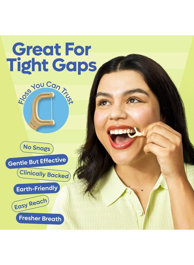 SMARTLIFECO Biodegradable Dental Floss Picks - Plant Based Handle, Thin Thread Tooth Flossers for Adults & Kids, Eco Friendly Toothpick Soft on Gum & Teeth, Compostable Zero Waste Vegan, 200 Mint - Image 5