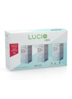Lucio 3-Piece 10W 6500K 1050 Lumen Elegant Design LED Bulb for E27 Base Cool White 11.4 x 6.8 x 18.6 cm L-ST-0100-10W-6500K-P3  - Image 3