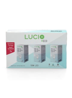 Lucio 3-Piece 10W 6500K 1050 Lumen Elegant Design LED Bulb for E27 Base Cool White 11.4 x 6.8 x 18.6 cm L-ST-0100-10W-6500K-P3  - Image 4