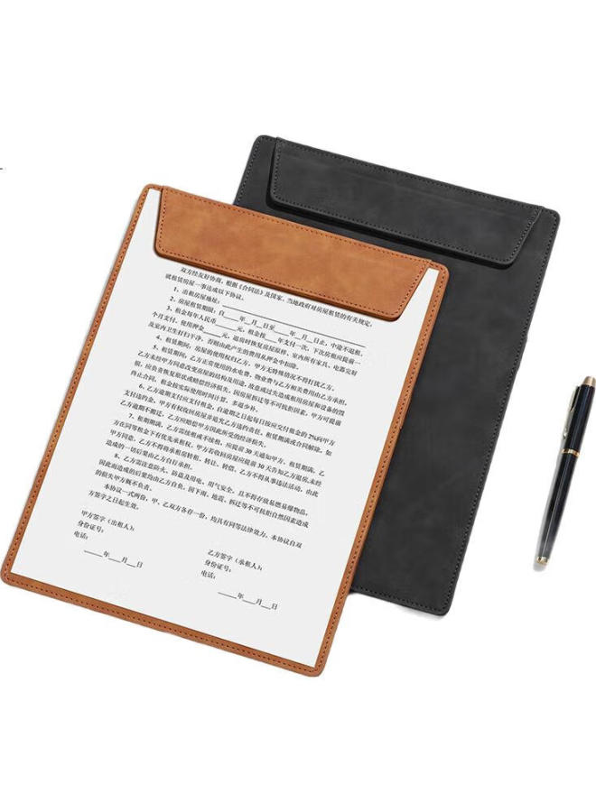 Simaa لوحة كتابة مغناطيسية جلدية A4 من سيمة، لوحة تقارير كتابة الأعمال، وسادة كتابة متعددة الوظائف بتصميم عمودي، بني - Image 3