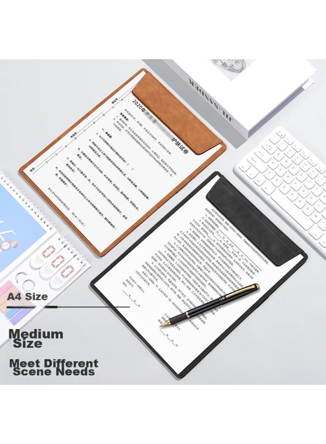 Simaa A4 Magnetic Leather Writing Clipboard, Meeting Business Writing Clipboard Report Folder, Multifunctional Writing Pad Vertical Style, Brown - Image 2