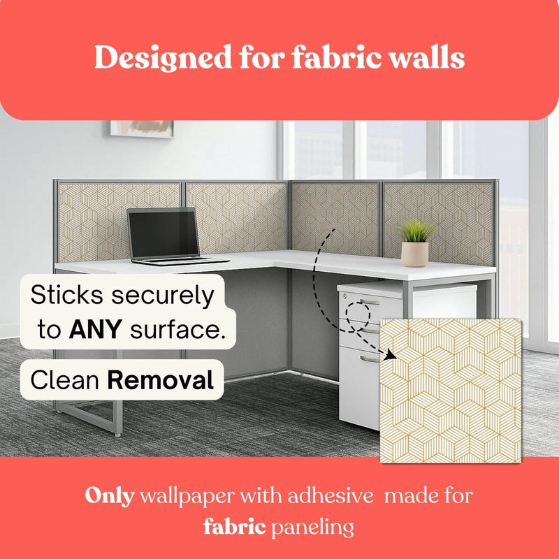 Home in Bold Cubicle Wallpaper for Fabric Walls Removable-Gold and White Geometric Wallpaper Peel and Stick-Office Cubicle Wallpaper DÃ©cor-Modern Contact Paper for Office Walls & Cabinets-Contact Paper Shelf Liner - Image 2