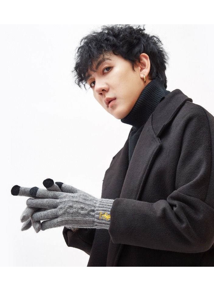 Golovejoy Men's Autumn And Winter Outdoor Plush Warm And Anti-skid Gloves 