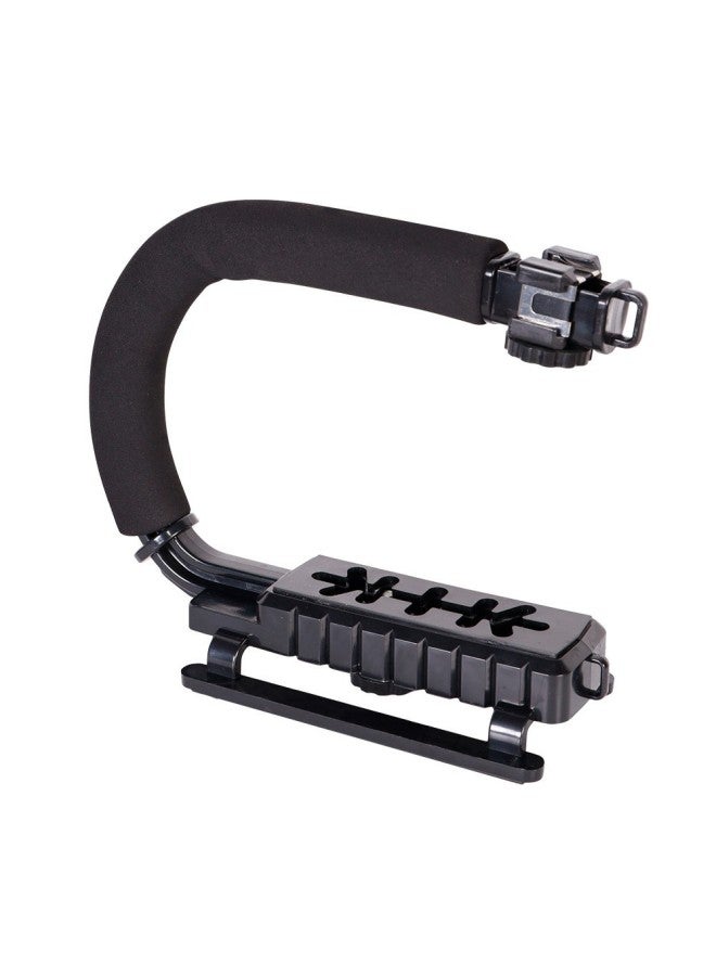 SLR Camera Shooting Stabilizer Handheld Folding U-shaped DV Portable Hot Shoe Anti-shake Stabilizer Fill Light Bracket-Color:U-shaped Three-hot Boots  - Image 1