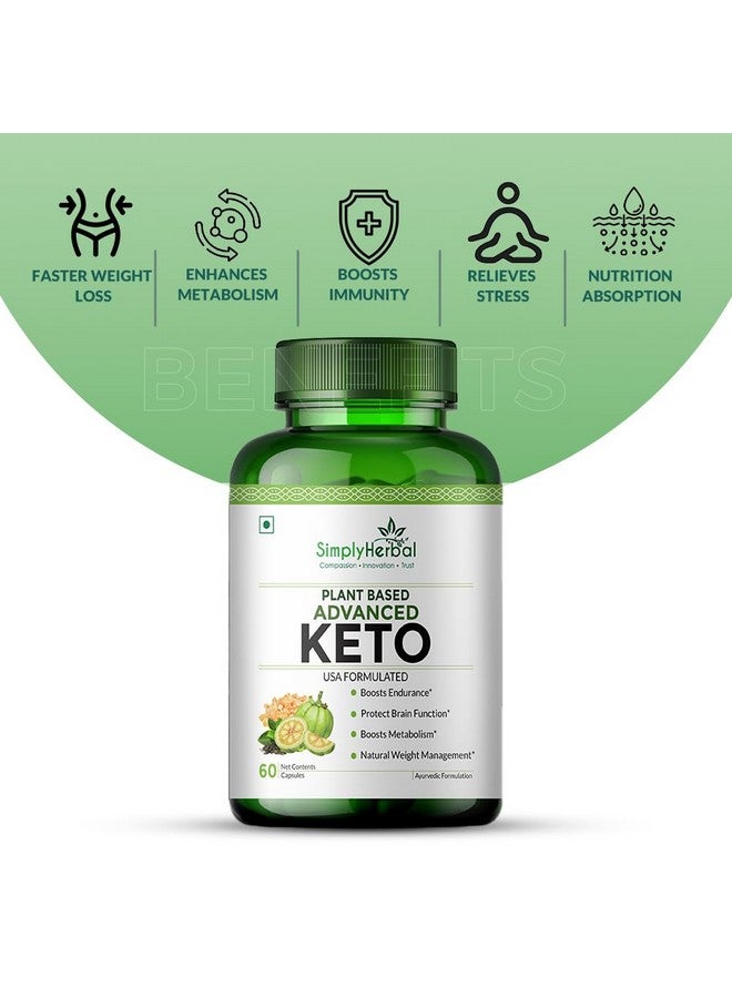 Simply Herbal مكمل إدارة الوزن كيتو المتقدم ببساطة 1000 ملغ مع مستخلص الشاي الأخضر والقهوة وجارسينيا كامبوجيا - 60 كبسولة - Image 3