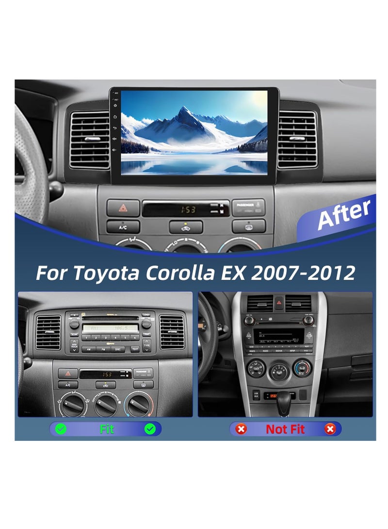 4G+64G Android Car Stereo for Toyota Corolla EX 2007-2012 - 9 Inch HD Touch Screen Stereo with Wireless Carplay & Android Auto - 32 EQ DSP, WiFi, GPS, SWC, Split Screen + AHD Rear View Camera - Image 2