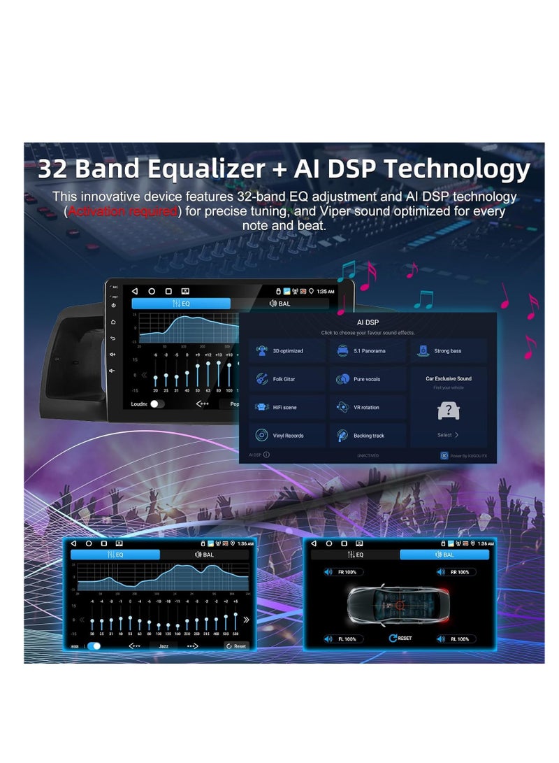 4G+64G Android Car Stereo for Toyota Corolla EX 2007-2012 - 9 Inch HD Touch Screen Stereo with Wireless Carplay & Android Auto - 32 EQ DSP, WiFi, GPS, SWC, Split Screen + AHD Rear View Camera - Image 4