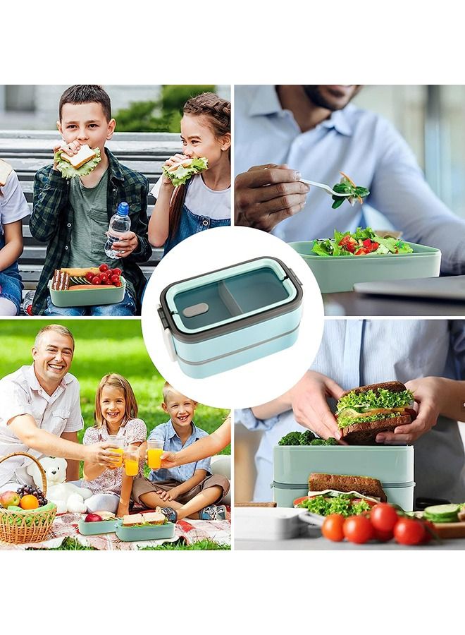Arabest Bento Box Lunch Box Large, Food Picks for Bento Box Containers, Stackable Bento Box for Adults, Microwave Food Safe Bento Boxes (Blue)  - Image 2