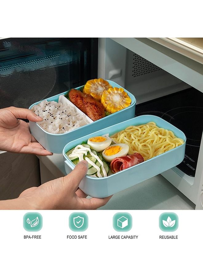 Arabest Bento Box Lunch Box Large, Food Picks for Bento Box Containers, Stackable Bento Box for Adults, Microwave Food Safe Bento Boxes (Blue)  - Image 3