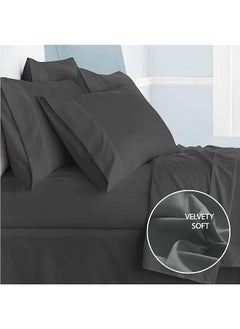 erorex Luxury Wrinkle And Fade Resistant Double Brushed Ultra Soft Microfiber 14 Inch Standard Pocket Single Fitted Sheet Gray King  - Image 3