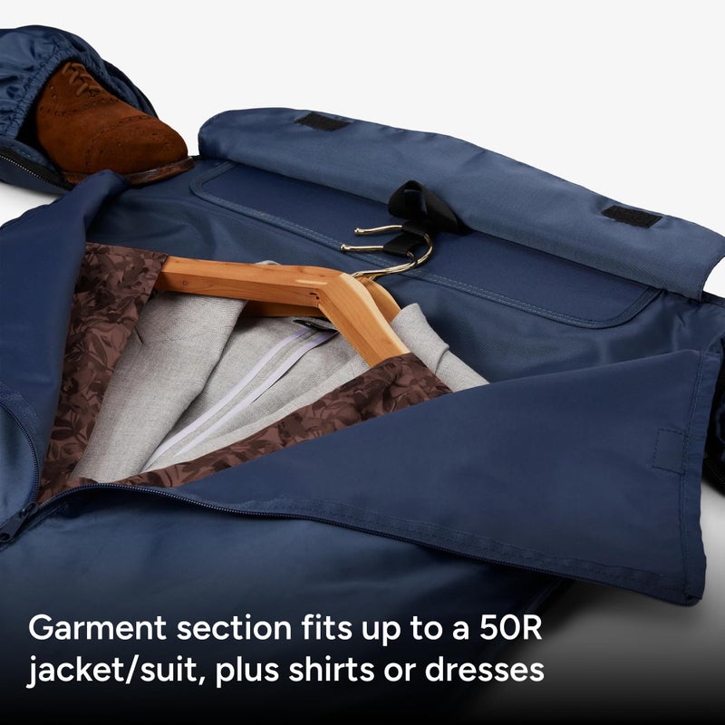 Halfday Convertible 2-in-1 Garment Duffel Weekender Bag 45L | Wrinkle-Free Travel, Hanging Suit Compartment, Shoe Pockets, Trolley Sleeve. Durable & Water-Resistant Carry-on, Marine - Image 2