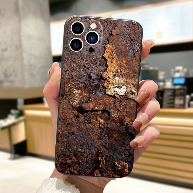 Mixed Color 1 Phone Case For iPhone 15 Pro Max Ultra Shockproof Lightweight Durable Luxury Matte Black Rust Texture Print Smartphone Cover - Image 1
