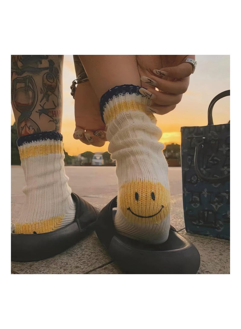 KASTWAVE 3 Pairs Smiley Face Socks, Aesthetic Preppy Vintage Smiling Face Socks, Smile Face Ankle Novelty Funny Socks - Image 2
