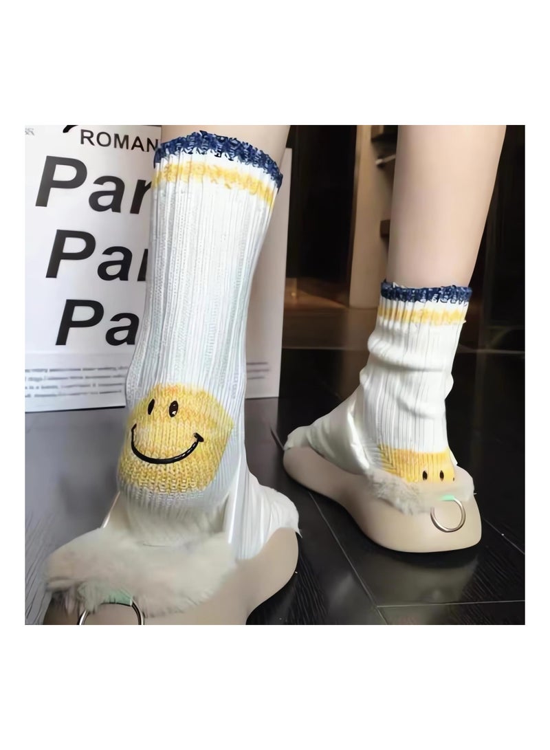 KASTWAVE 3 Pairs Smiley Face Socks, Aesthetic Preppy Vintage Smiling Face Socks, Smile Face Ankle Novelty Funny Socks - Image 3
