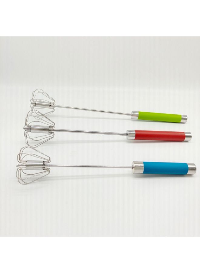 Semi-automatic Rotating Egg Beater Manual Press Colorful Handheld Stainless Steel Mixer Home Use Whisking Kitchen Utensils-Color:10 Inch Red  - Image 1