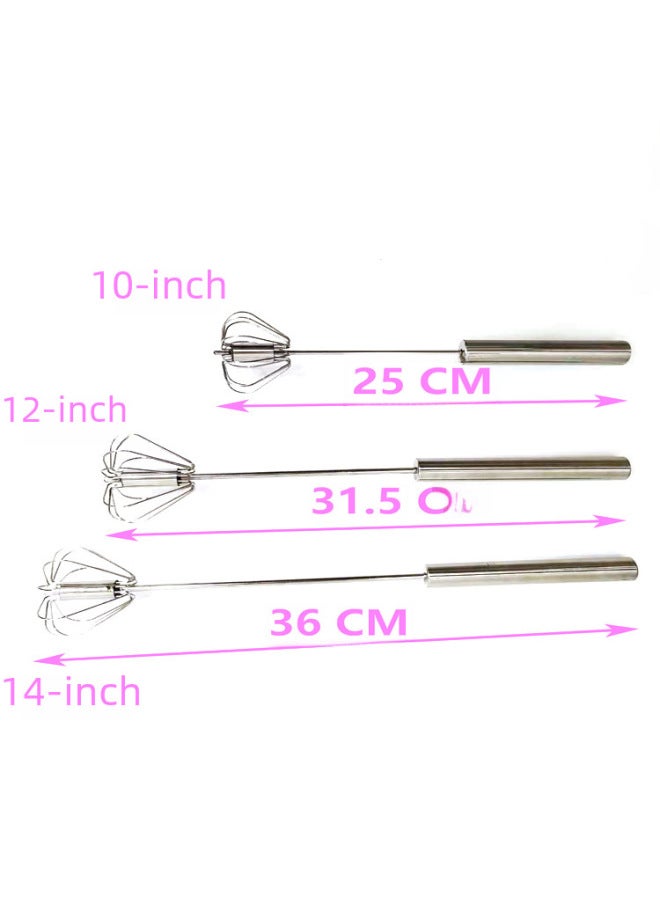 Semi-automatic Rotating Egg Beater Manual Press Colorful Handheld Stainless Steel Mixer Home Use Whisking Kitchen Utensils-Color:10 Inch Red  - Image 5