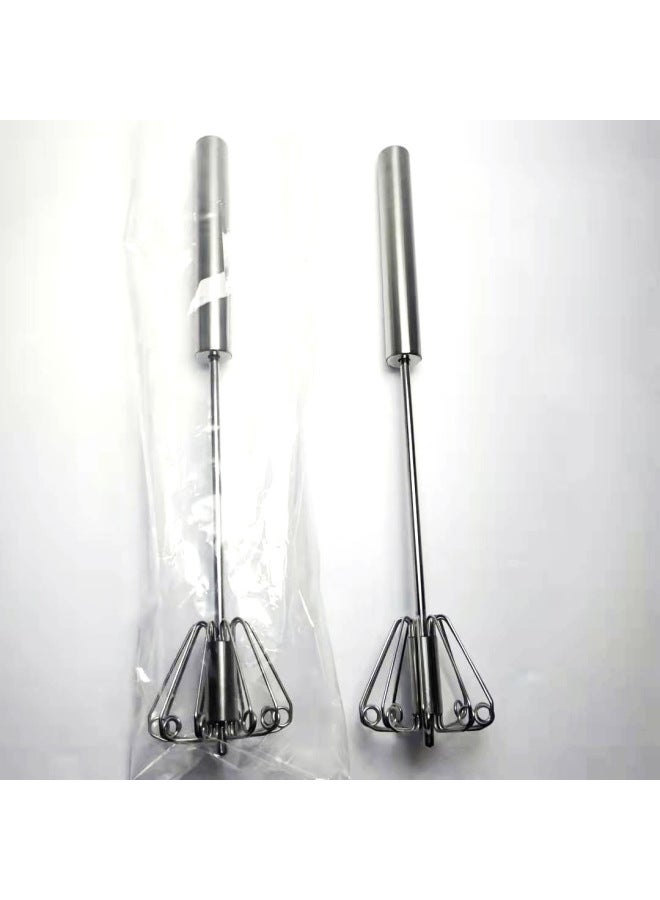 Semi-automatic Rotating Egg Beater Manual Press Colorful Handheld Stainless Steel Mixer Home Use Whisking Kitchen Utensils-Color:10 Inch Red  - Image 3