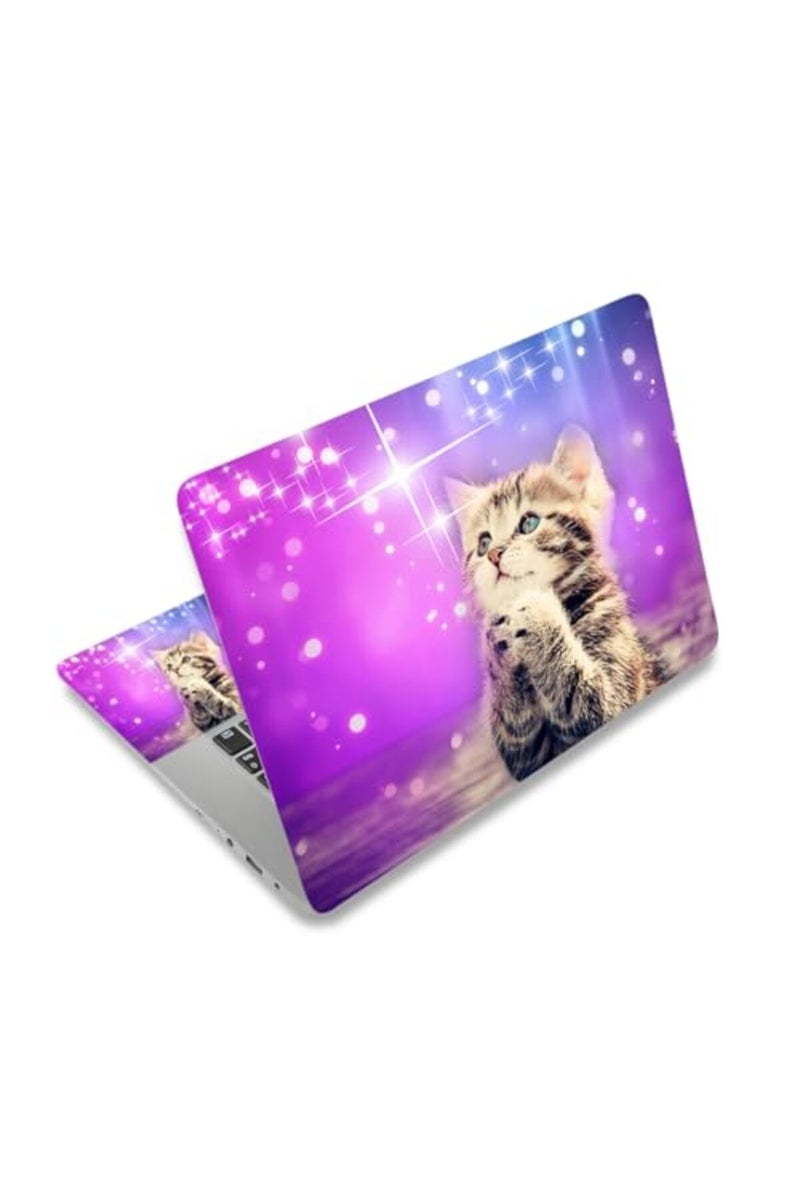 HAPPYLIVE SHOPPING Laptop Skin Sticker Decal,12" 13" 13.3" 14" 15" 15.4" 15.6" Laptop Skin Sticker Protector Cover for Toshiba Hp Samsung Dell Apple Acer Leonovo Sony Asus Laptop Notebook (Purple Wish Cat) - Image 2