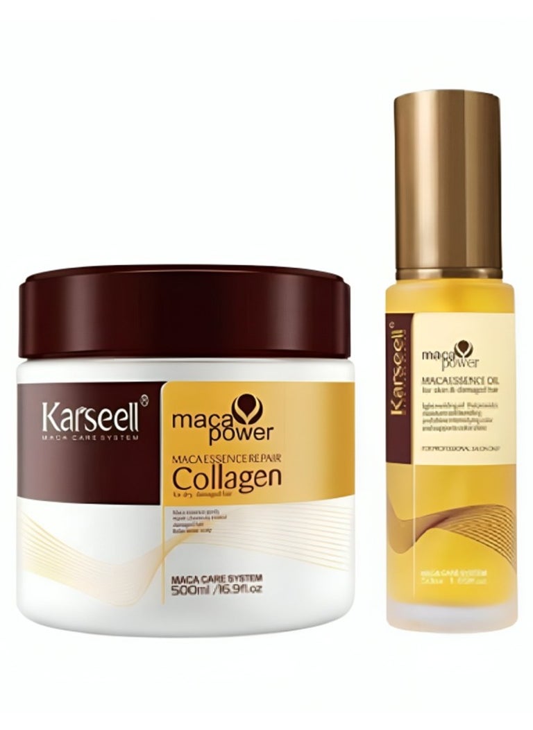 Karseell KarseellHair Care Set for Damaged and Dry Hair: Collagen Mask 500ml and Argan Oil Serum 50ml 