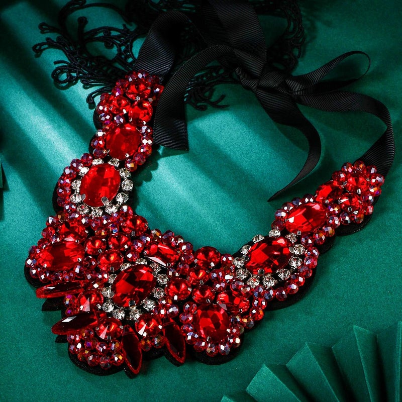 Flyonce Rhinestone Crystal Bib Chunky Collar Statement Necklace for Women Costume Jewelry - Image 3