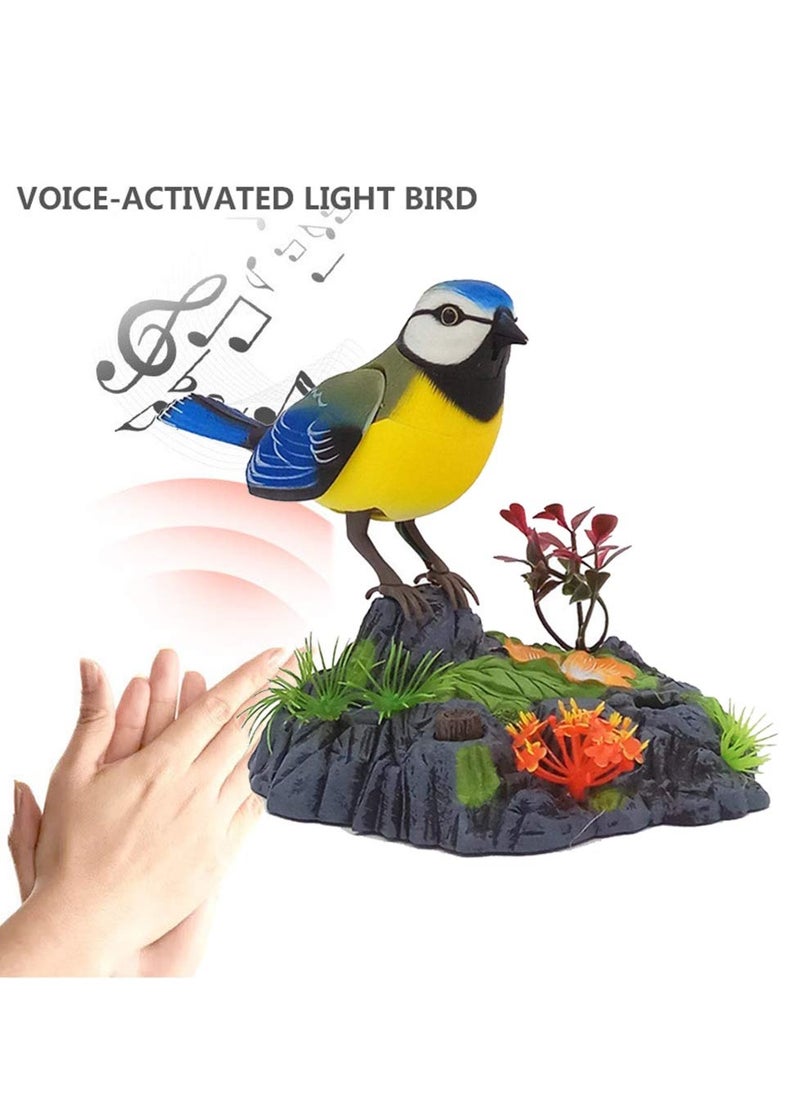 SYOSI - Electric Singing and Chirping Toy Birds - Battery Operated Electric Blue Jays with Realistic Movement, Sound Activated Office and Home Decor Accessories Novelty Gift - Image 1
