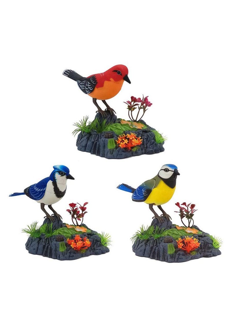 SYOSI - Electric Singing and Chirping Toy Birds - Battery Operated Electric Blue Jays with Realistic Movement, Sound Activated Office and Home Decor Accessories Novelty Gift - Image 1