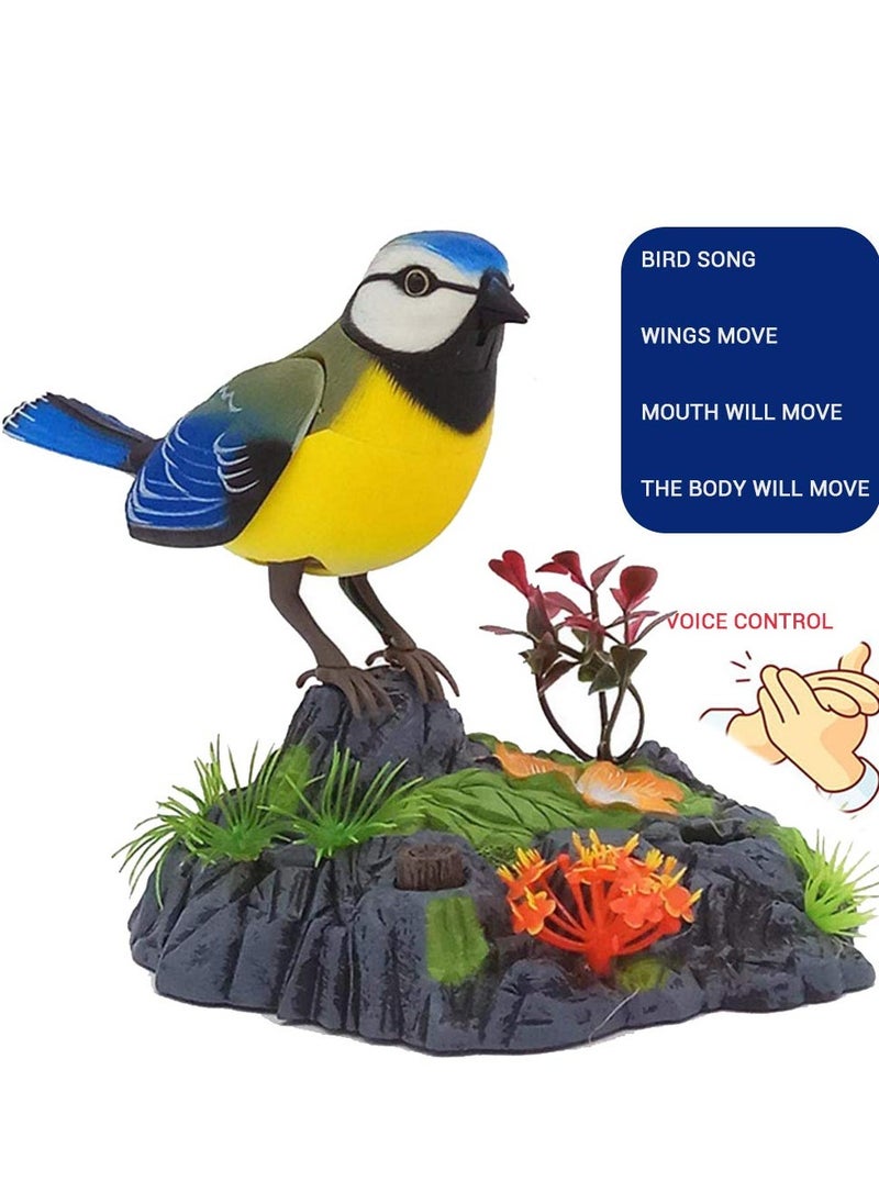 SYOSI - Electric Singing and Chirping Toy Birds - Battery Operated Electric Blue Jays with Realistic Movement, Sound Activated Office and Home Decor Accessories Novelty Gift - Image 1