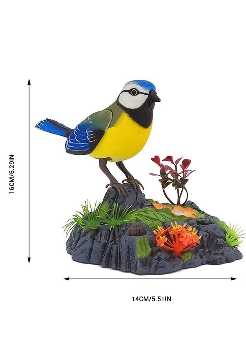 SYOSI - Electric Singing and Chirping Toy Birds - Battery Operated Electric Blue Jays with Realistic Movement, Sound Activated Office and Home Decor Accessories Novelty Gift - Image 1