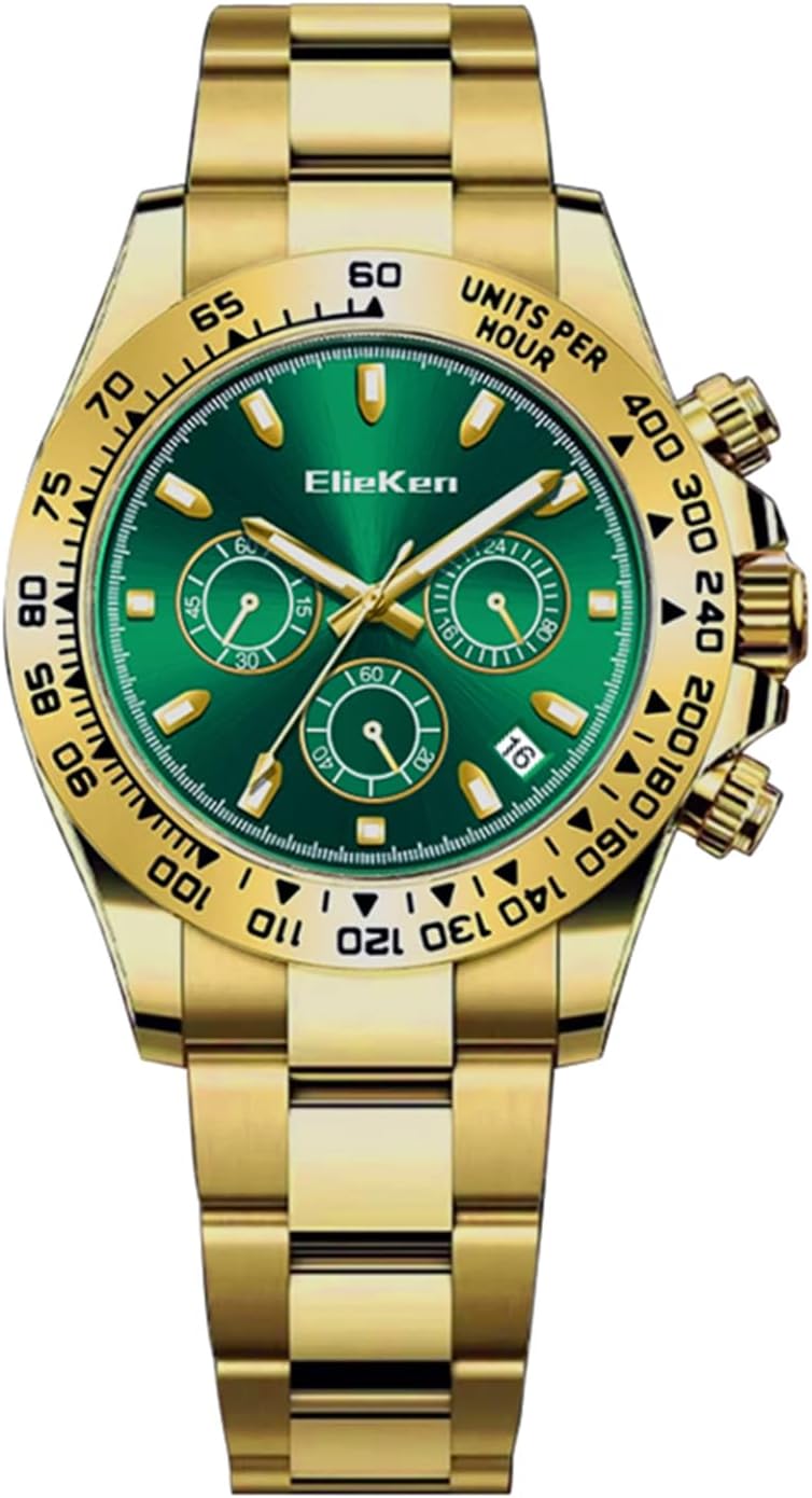 ElieKen Men's Watch Stainless Steel 30M Waterproof Mechanical Big Face Watches for Men, Multifunctional Dial Chronograph Business Casual Men Wristwatch - Image 1