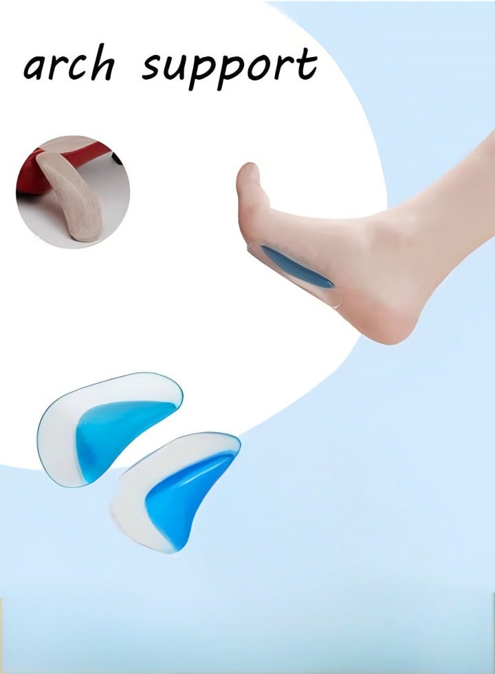 زوج واحد من وسادات قوس القدم اللاصقة، نعل الحذاء الداعم التقويمي لقوس القدم المسطحة، وسادات السيليكون الداخلية لتخفيف الضغط وآلام القدم، مقاس S - Image 1