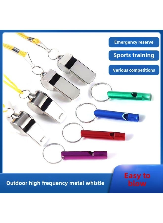 Generic Outdoor Survival Whistle Training Aluminum Alloy Kidsren's Life-saving Keychain Emergency Referee High Frequency-Color:3 Metal Whistles - Image 3