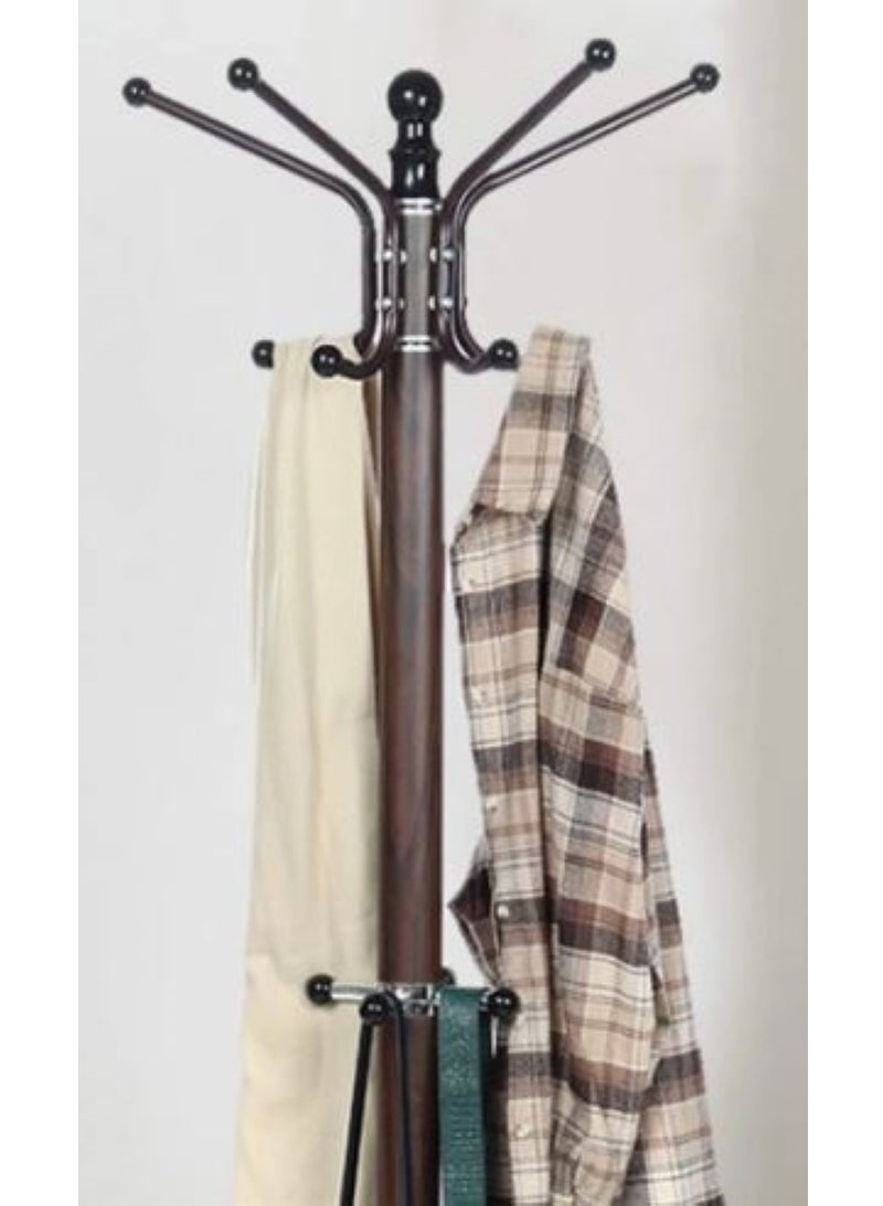 AL WADI FURNITURE Metal Coat Rack Stand With Natural Marble Base,Coat Hanger, Free Standing Hall Tree With 14 Hooks For Hanging Scarf, Bag, Jacket, Home Entry-way Hat Organizer - Dark Brown  - Image 3