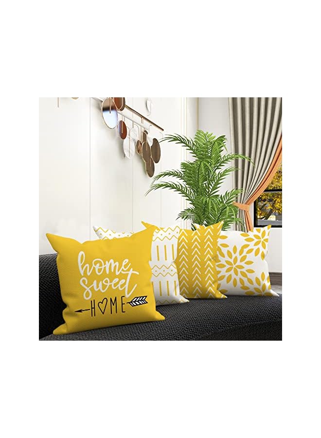 Zaboon Pillow Cover s 18x18 Set of 4, Modern Sofa Throw Pillow Cover , Decorative Outdoor Linen Fabric Pillow Case for Couch Bed Car 45x45cm (Yellow, 18x18,Set of 4) - Image 2