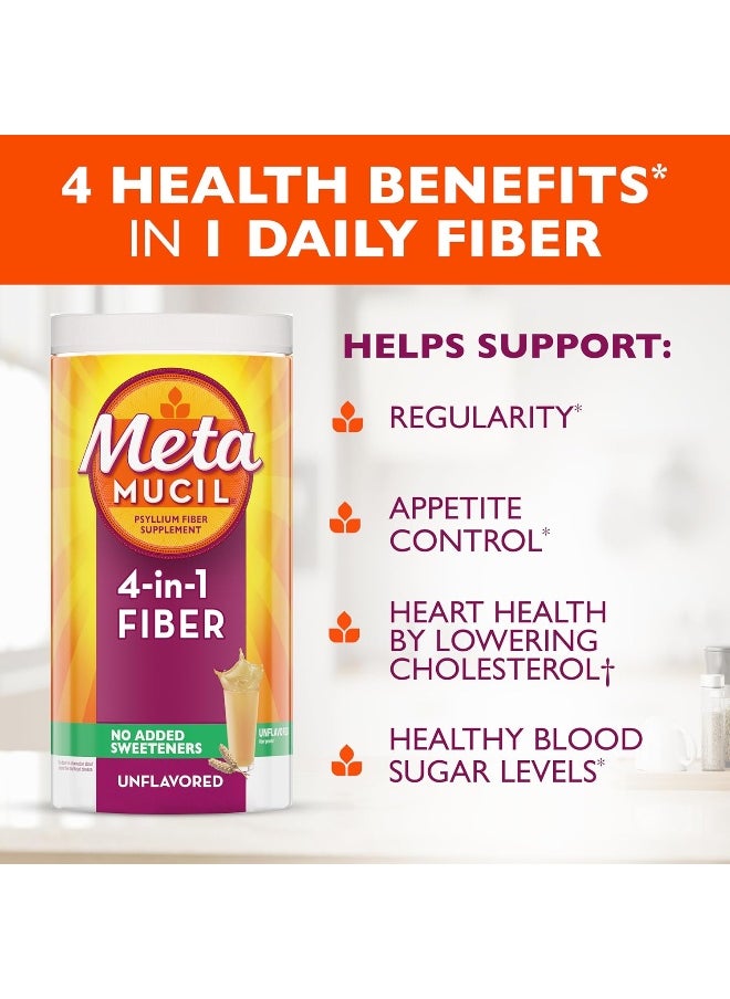 Metamucil, Fiber Supplement, Natural Psyllium Husk Powder, Plant Based, 4-in-1 Fiber for Digestive Health, No Sweeteners, 114 teaspoons (23.3 OZ Fiber Powder) - pzsku/Z8FCFC71CEB532178E21FZ/45/_/1740377641/28c84bdf-3e7f-4dd1-a08e-d918928cf24e