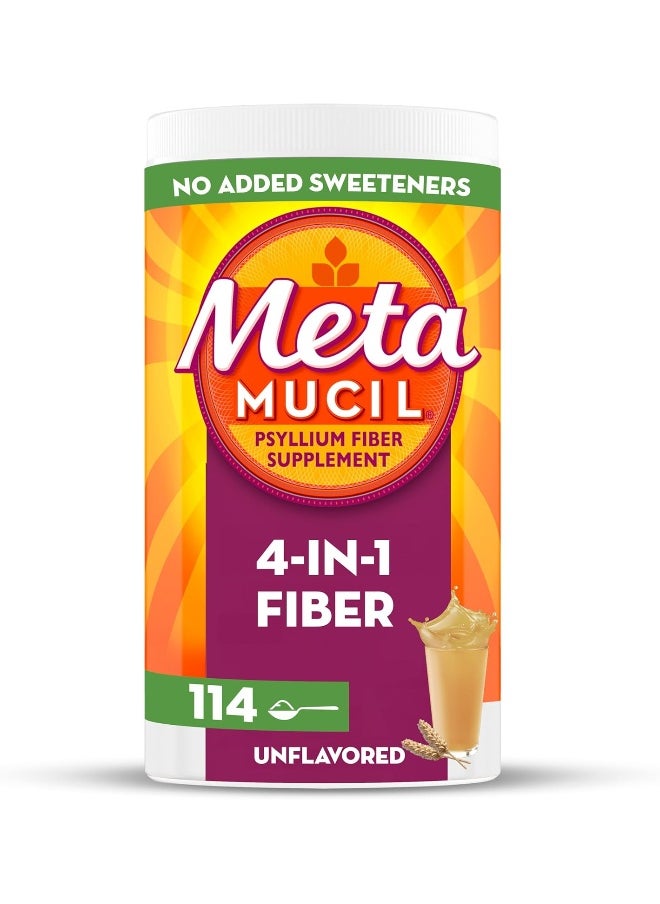 Metamucil, Fiber Supplement, Natural Psyllium Husk Powder, Plant Based, 4-in-1 Fiber for Digestive Health, No Sweeteners, 114 teaspoons (23.3 OZ Fiber Powder) - pzsku/Z8FCFC71CEB532178E21FZ/45/_/1740377642/ed78d502-5c20-4cc1-8a5a-133ec7807024